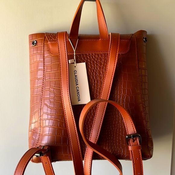 Claudia Canova Rust Brown Backpack Leather Purse - Picture 4 of 8
